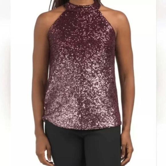 Cable & Gauge Tops - Sequin Halter Neck Sleeveless Blouse. Size Medium.